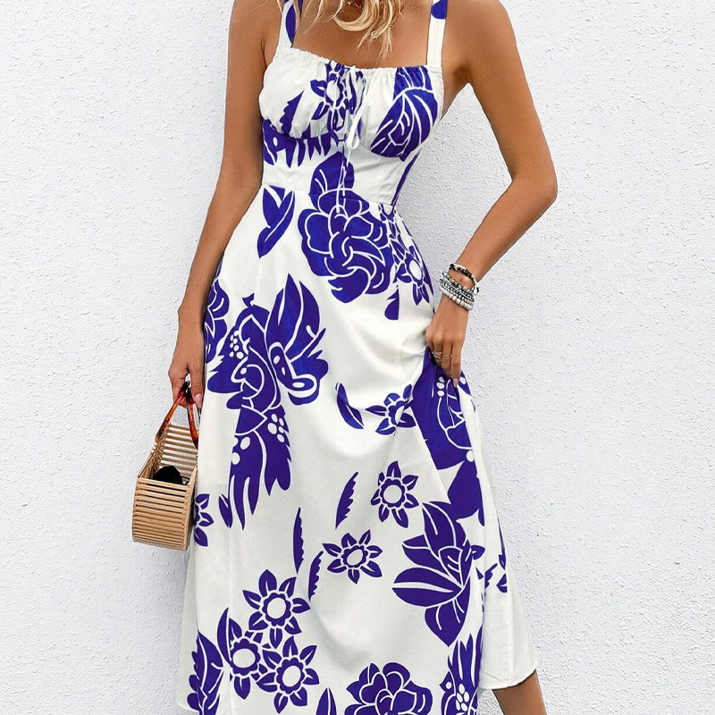 VESTIDO CON TIRANTES FINOS DE ESTAMPADO FLORAL